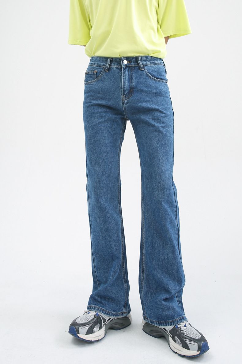 Men's Relaxed Fit Straight Leg Stretch Jeans Y2K Bell Bottom Flared Denim Jeans