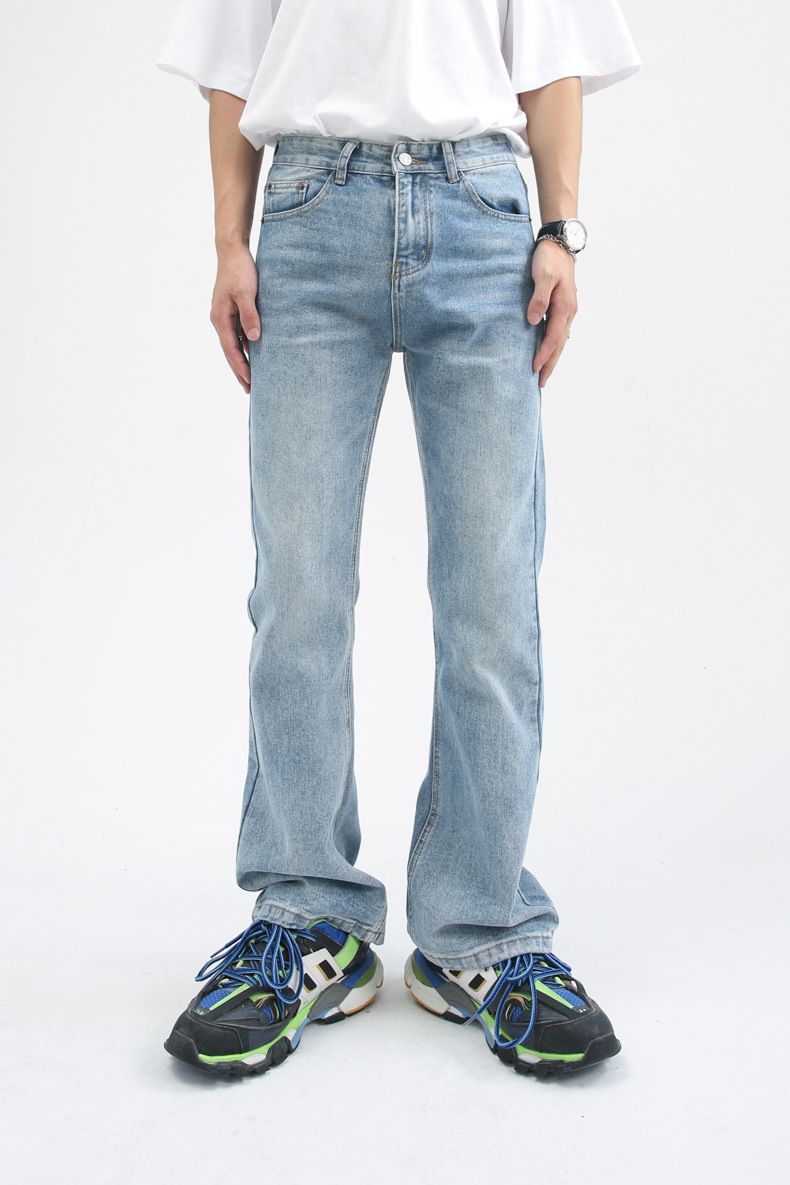 Men's Relaxed Fit Straight Leg Stretch Jeans Y2K Bell Bottom Flared Denim Jeans