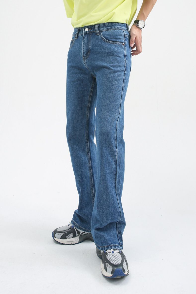 Men's Relaxed Fit Straight Leg Stretch Jeans Y2K Bell Bottom Flared Denim Jeans