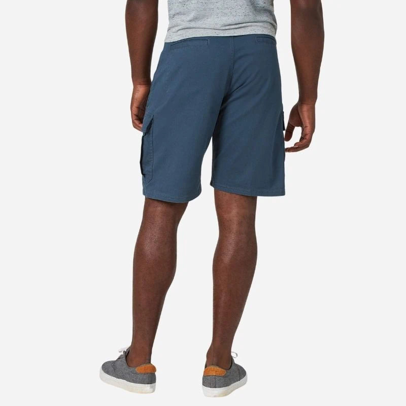 men's multi pocket outdoor ripstop cargo shorts in navy, back view
