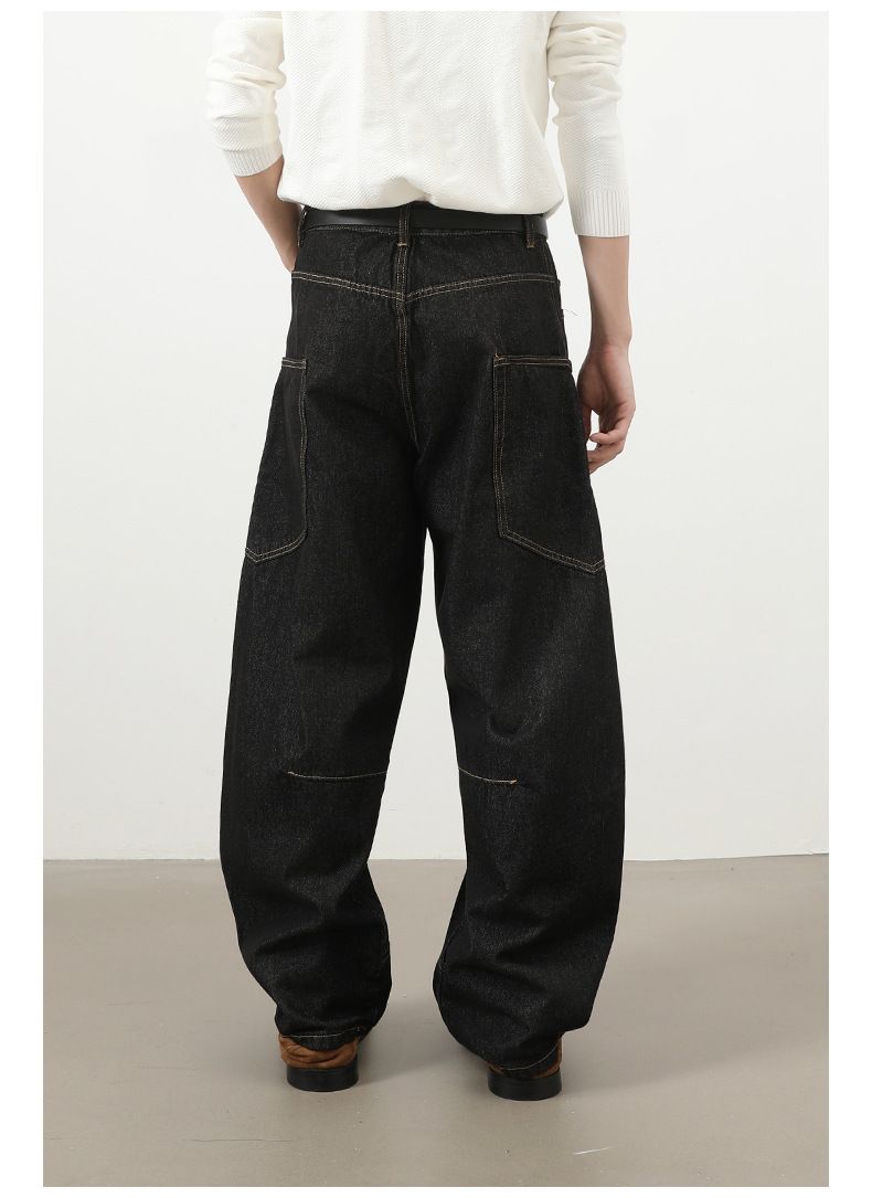 Men’s Straight Wide Leg Baggy Jeans Y2K Loose Fit Mid-Rise Denim Trousers
