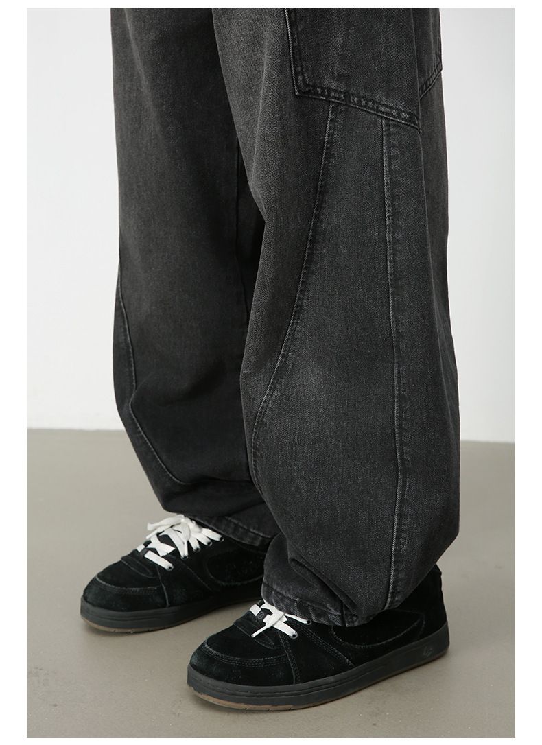 Men’s Straight Wide Leg Baggy Jeans Y2K Loose Fit Mid-Rise Denim Trousers