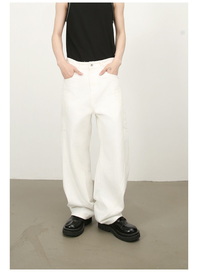 Men’s Straight Wide Leg Baggy Jeans Y2K Loose Fit Mid-Rise Denim Trousers