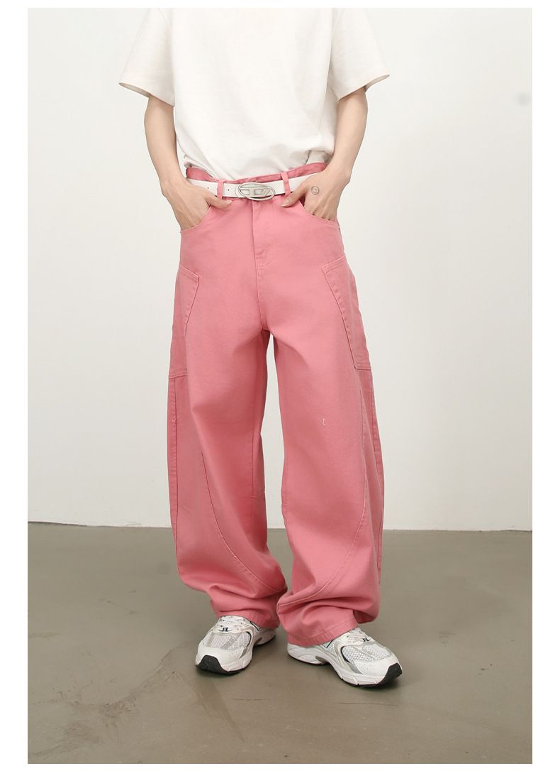 Men’s Straight Wide Leg Baggy Jeans Y2K Loose Fit Mid-Rise Denim Trousers