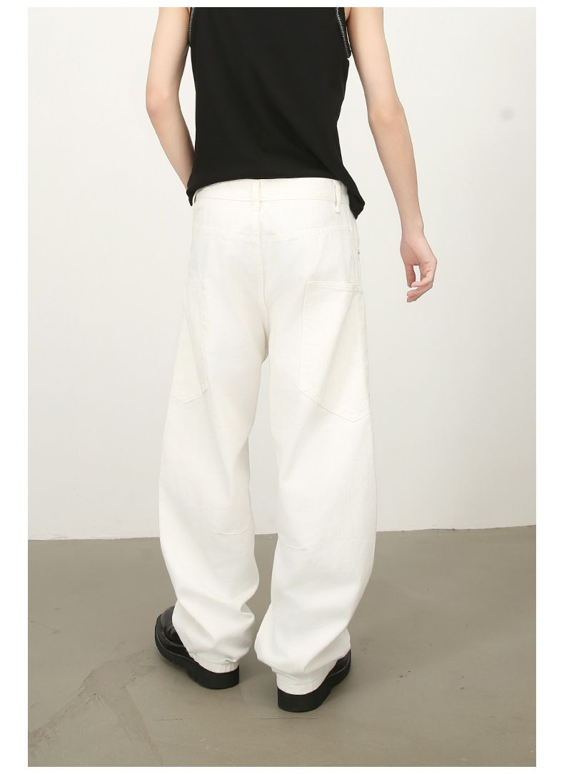 Men’s Straight Wide Leg Baggy Jeans Y2K Loose Fit Mid-Rise Denim Trousers