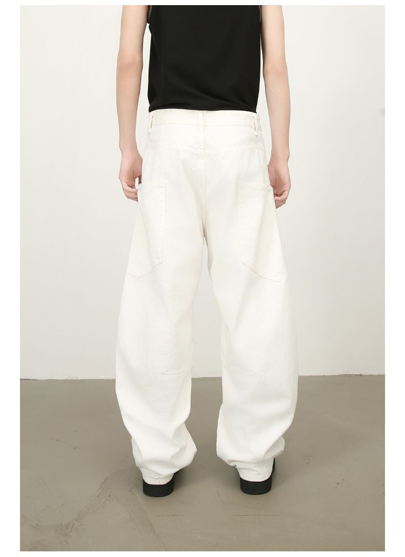 Men’s Straight Wide Leg Baggy Jeans Y2K Loose Fit Mid-Rise Denim Trousers