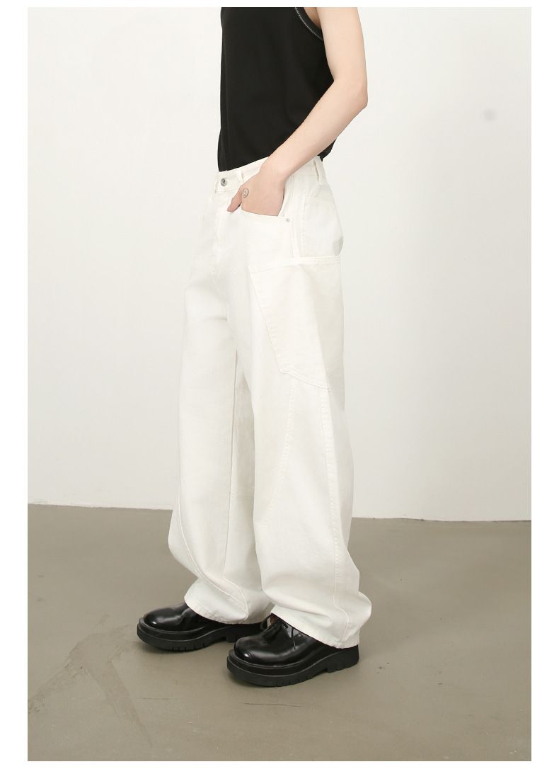 Men’s Straight Wide Leg Baggy Jeans Y2K Loose Fit Mid-Rise Denim Trousers