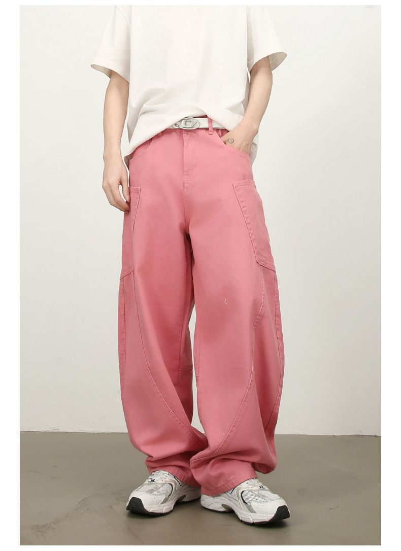 Men’s Straight Wide Leg Baggy Jeans Y2K Loose Fit Mid-Rise Denim Trousers