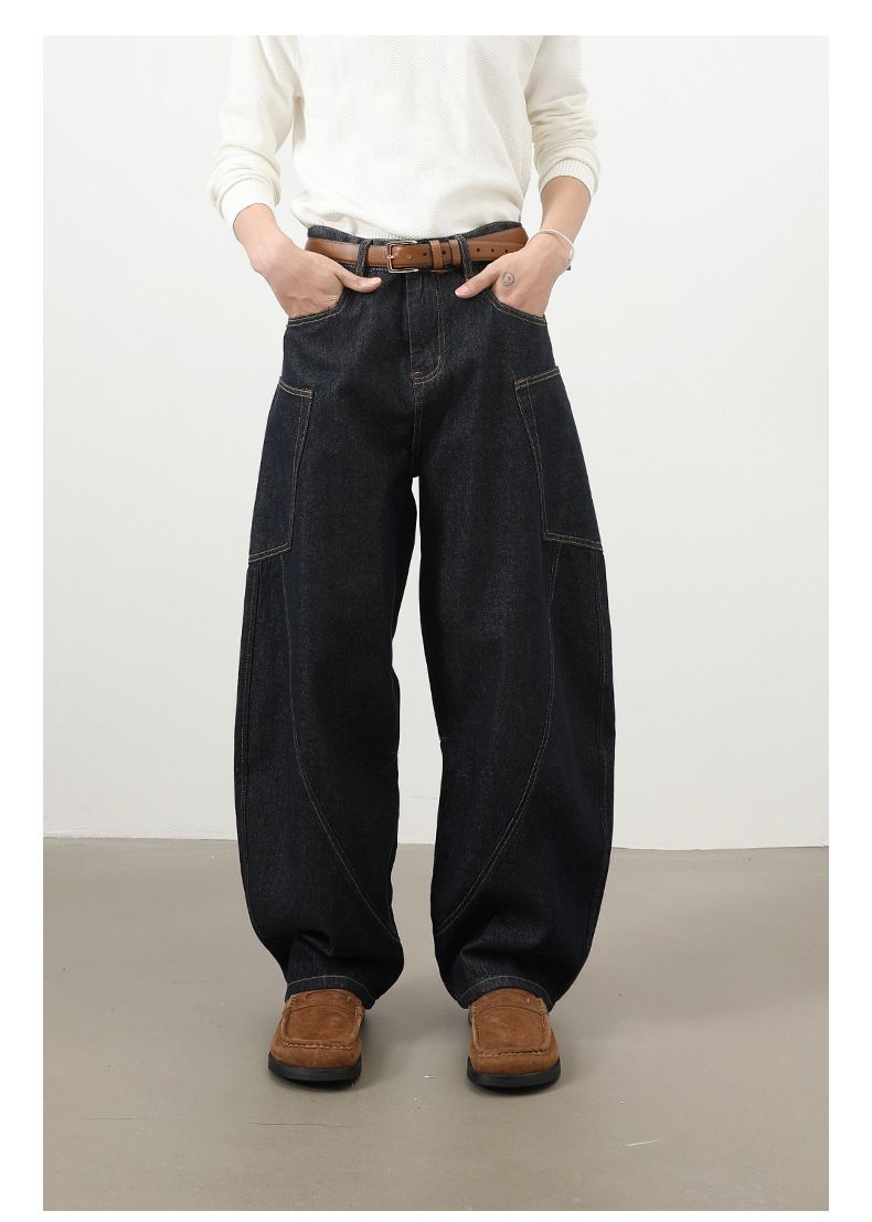 Men’s Straight Wide Leg Baggy Jeans Y2K Loose Fit Mid-Rise Denim Trousers