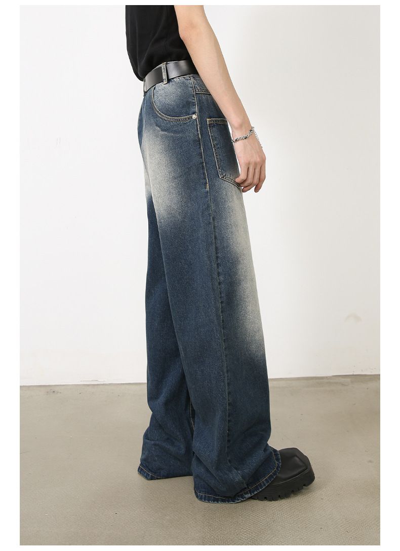 Men’s Straight Wide Leg Baggy Jeans with Front Pockets Y2K Streetwear Denim