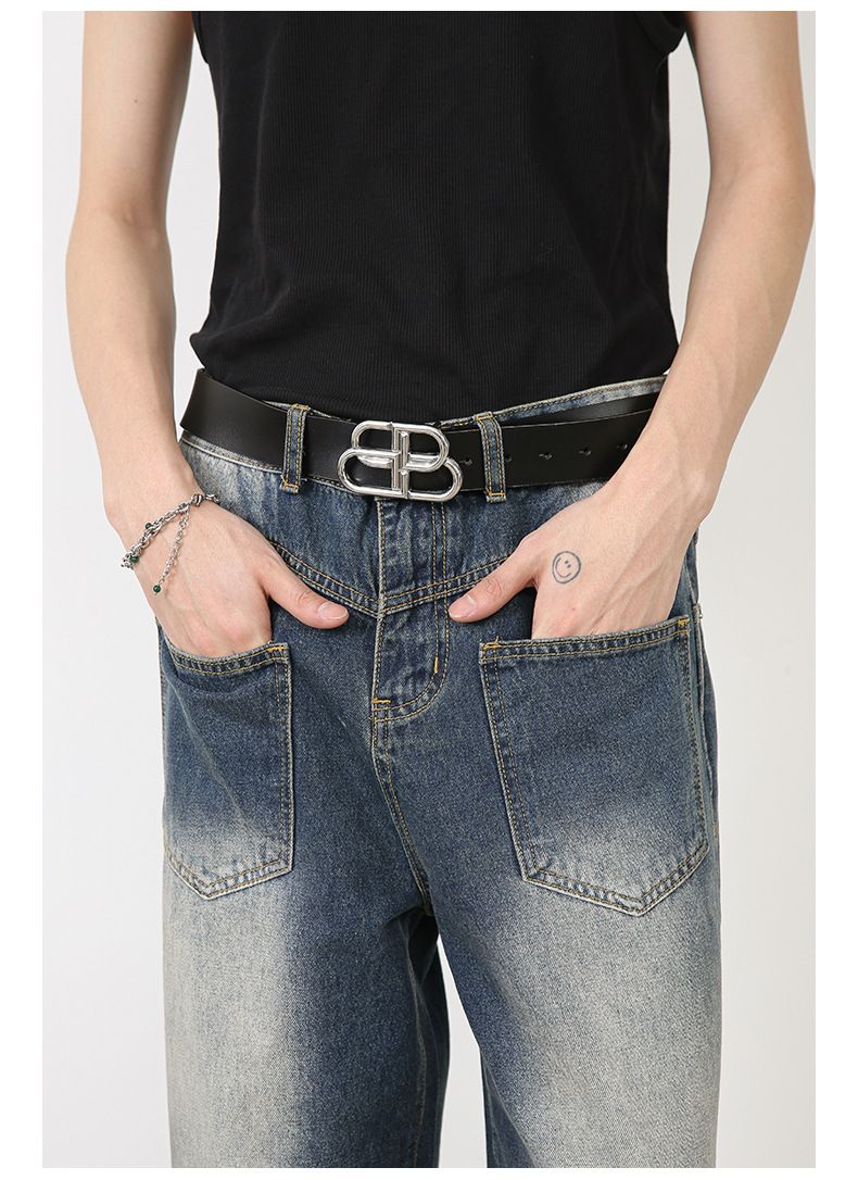 Men’s Straight Wide Leg Baggy Jeans with Front Pockets Y2K Streetwear Denim