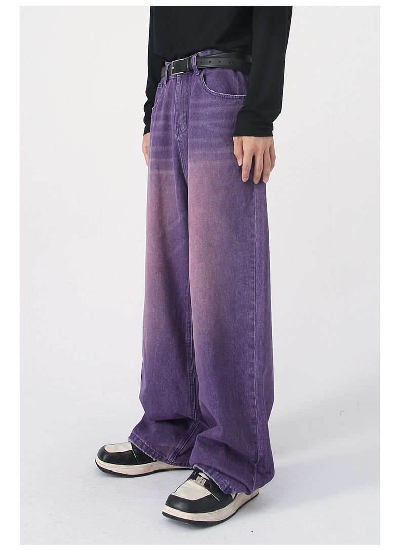 Men’s Wide Leg Straight Baggy Jeans Y2K Streetwear Hip Hop Denim Pants