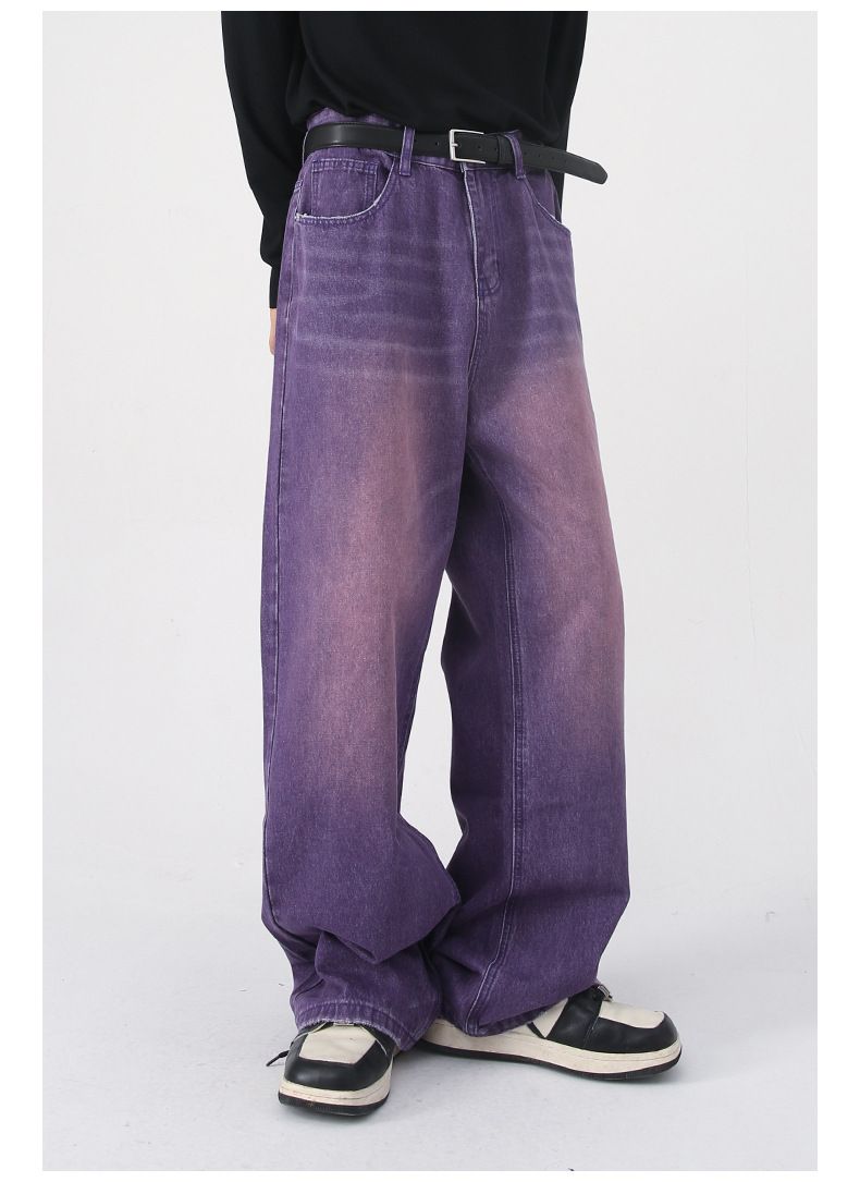 Men’s Wide Leg Straight Baggy Jeans Y2K Streetwear Hip Hop Denim Pants