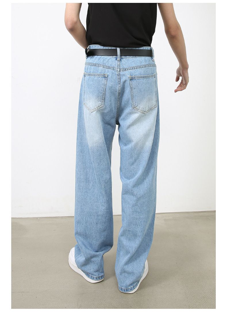 Men’s Wide Leg Straight Baggy Jeans Y2K Streetwear Hip Hop Denim Pants