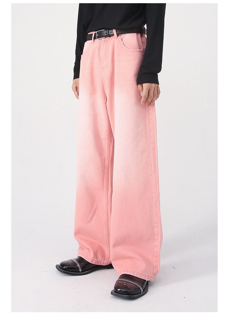 Men’s Wide Leg Straight Baggy Jeans Y2K Streetwear Hip Hop Denim Pants