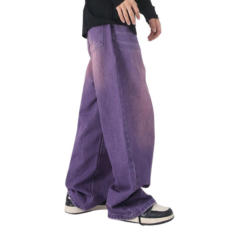 Men’s Wide Leg Straight Baggy Jeans Y2K Streetwear Hip Hop Denim Pants
