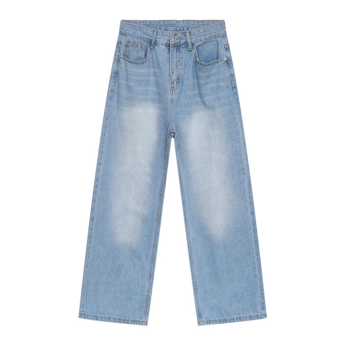 Men’s Wide Leg Straight Baggy Jeans Y2K Streetwear Hip Hop Denim Pants