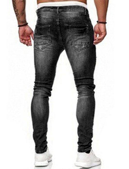 Men's Destroyed Ripped Jeans Stretch Slim Fit Skinny Denim Pants