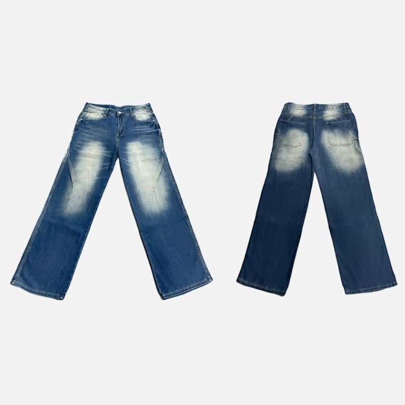 Men’s Baggy Wide Leg Straight Jeans Streetwear Loose Fit Denim Pants