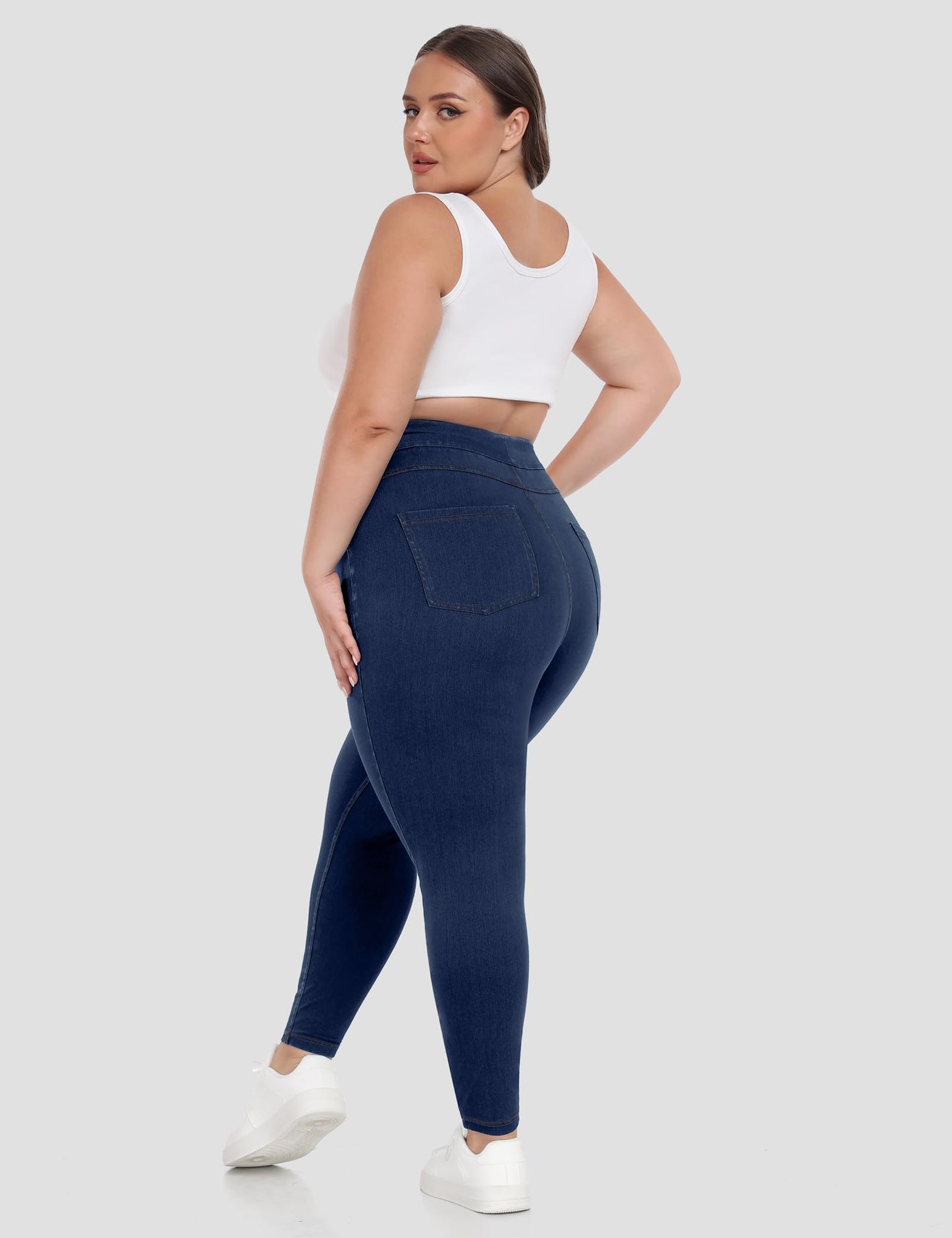 Plus Size Jeans Women High Waisted Jeggings Tummy Control Denim Sweatpants