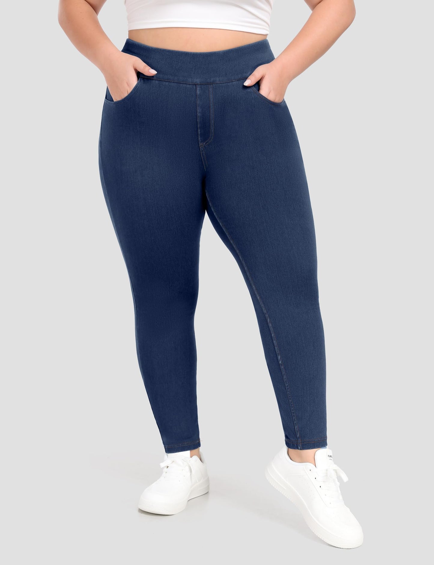 Plus Size Jeans Women High Waisted Jeggings Tummy Control Denim Sweatpants