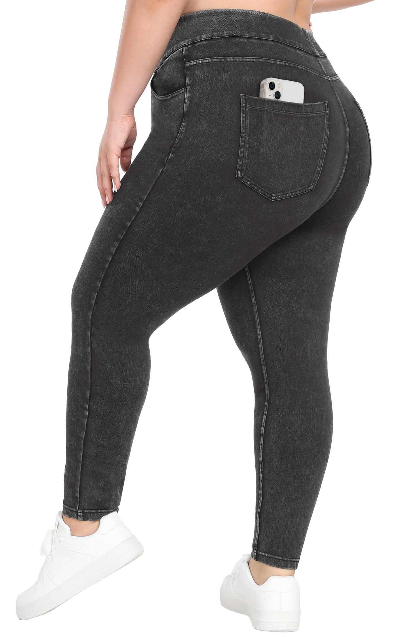 Plus Size Jeans Women High Waisted Jeggings Tummy Control Denim Sweatpants