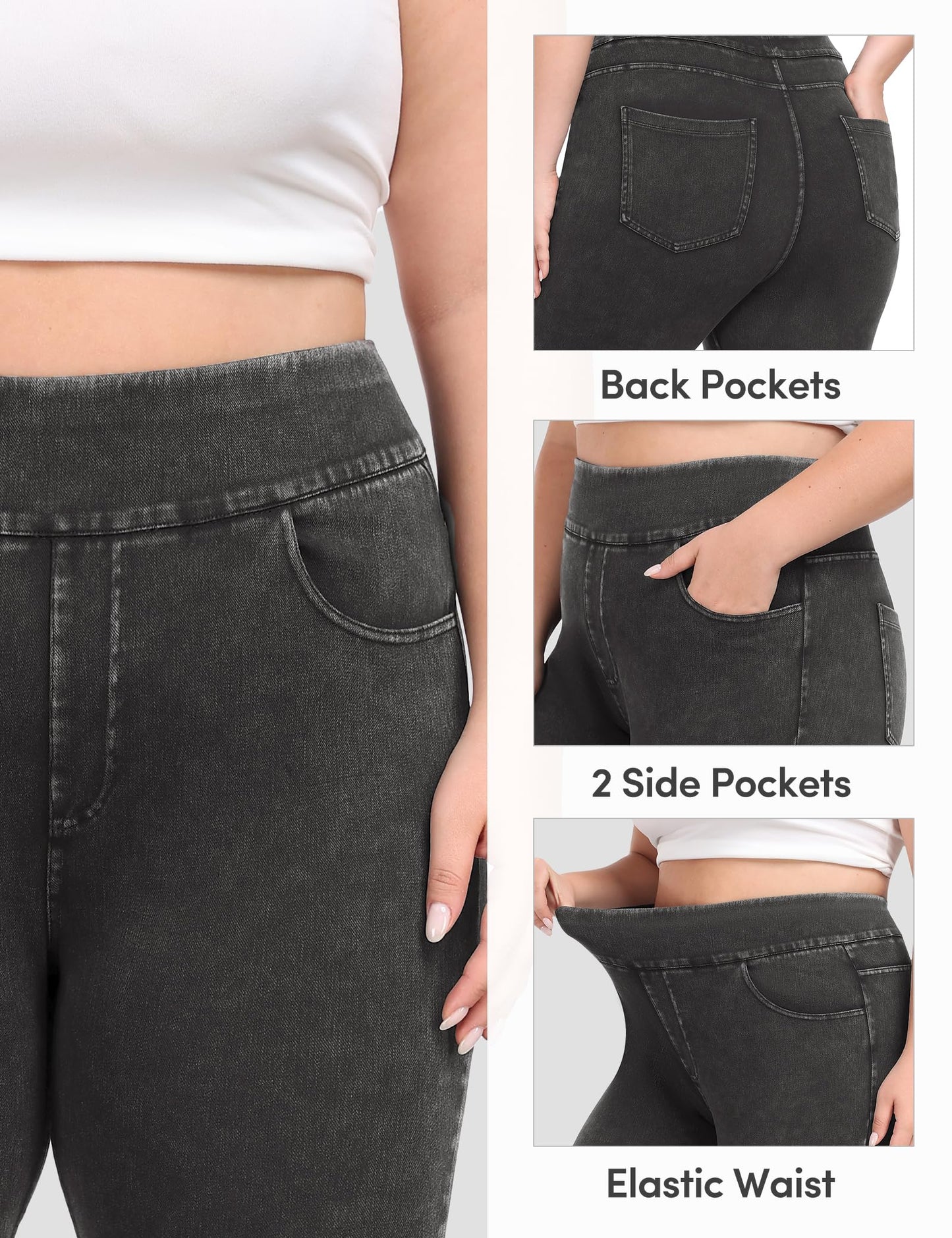 Plus Size Jeans Women High Waisted Jeggings Tummy Control Denim Sweatpants