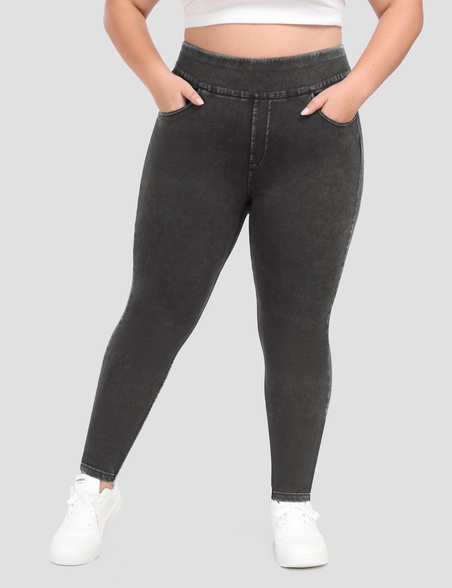 Plus Size Jeans Women High Waisted Jeggings Tummy Control Denim Sweatpants