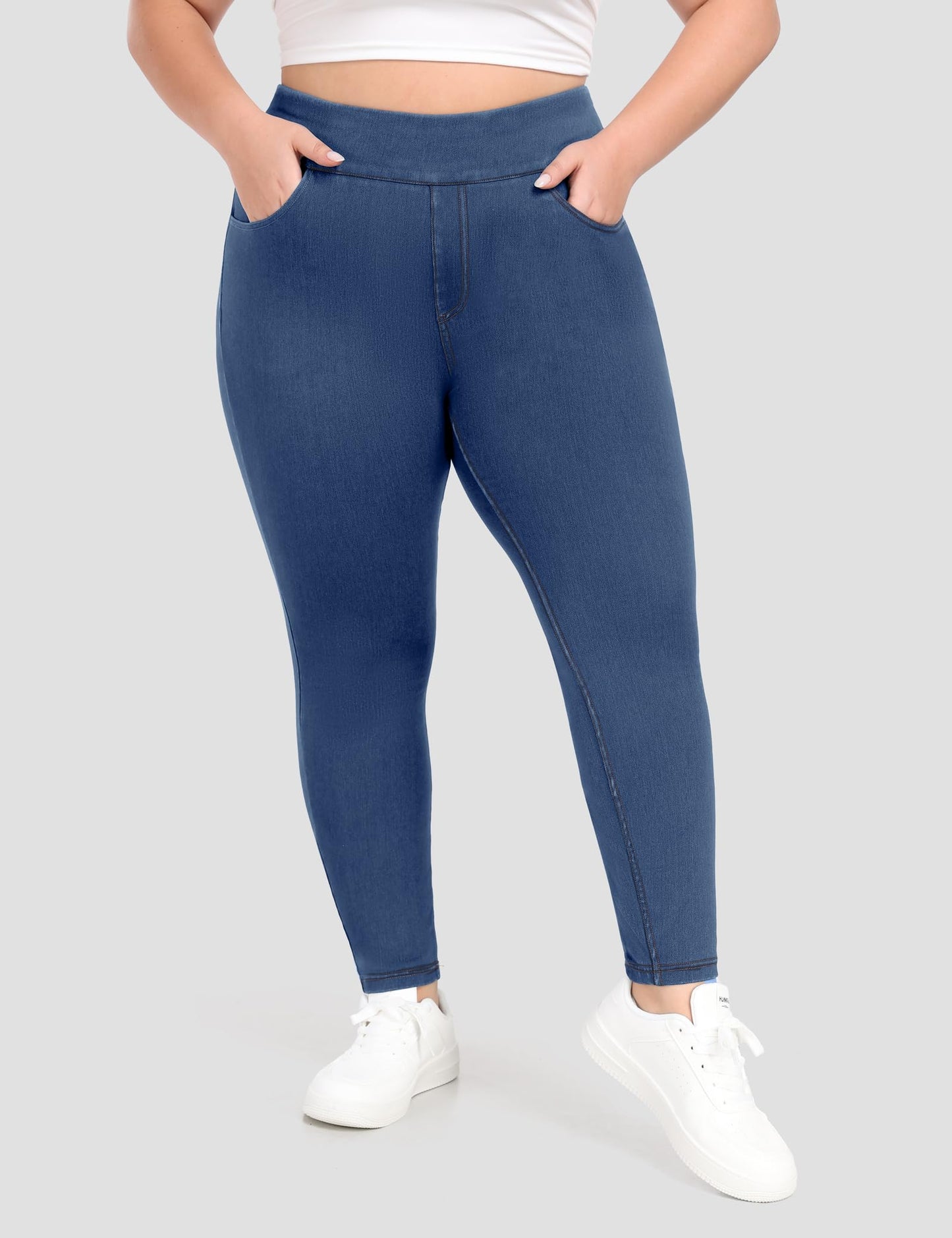 Plus Size Jeans Women High Waisted Jeggings Tummy Control Denim Sweatpants
