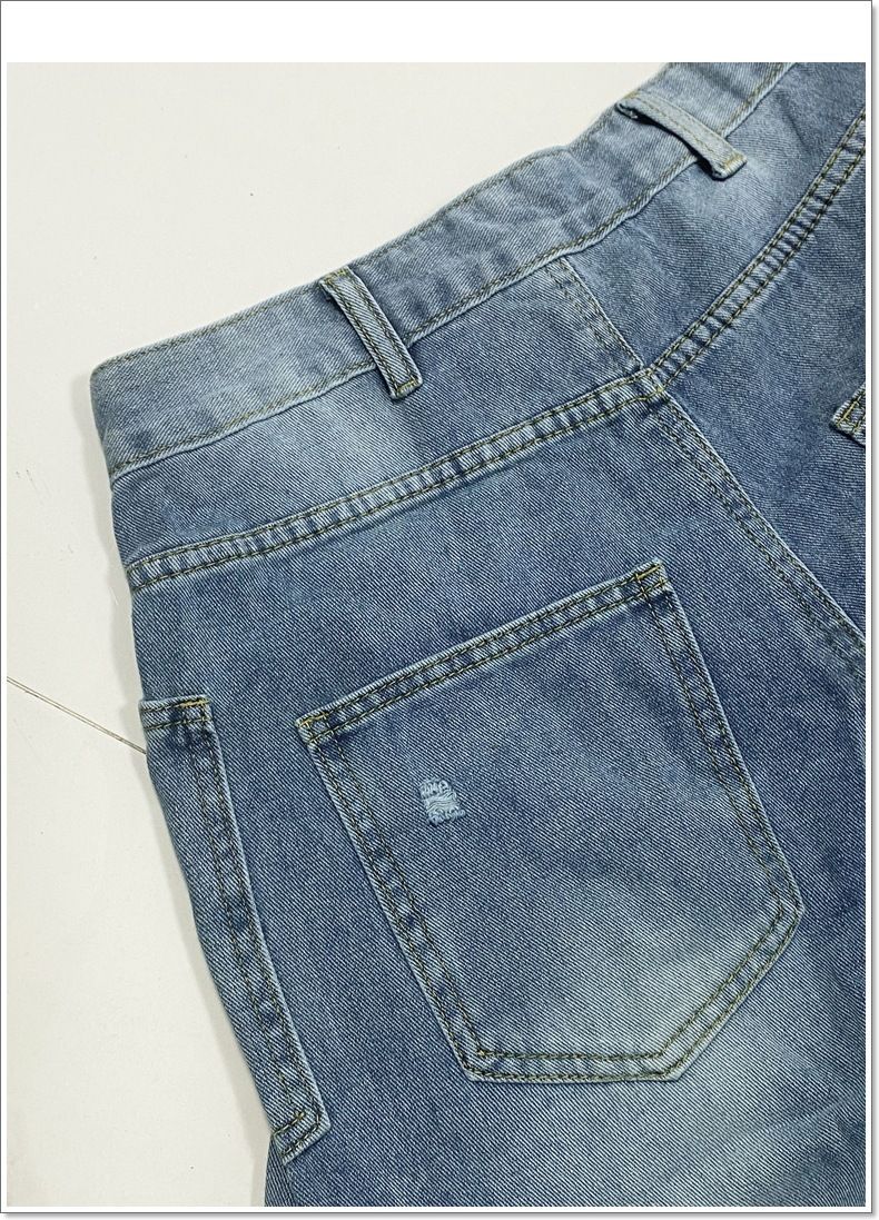 Ripped Barrel Jeans Women's Low Rise Distressed Straight Leg Loose Fit Denim