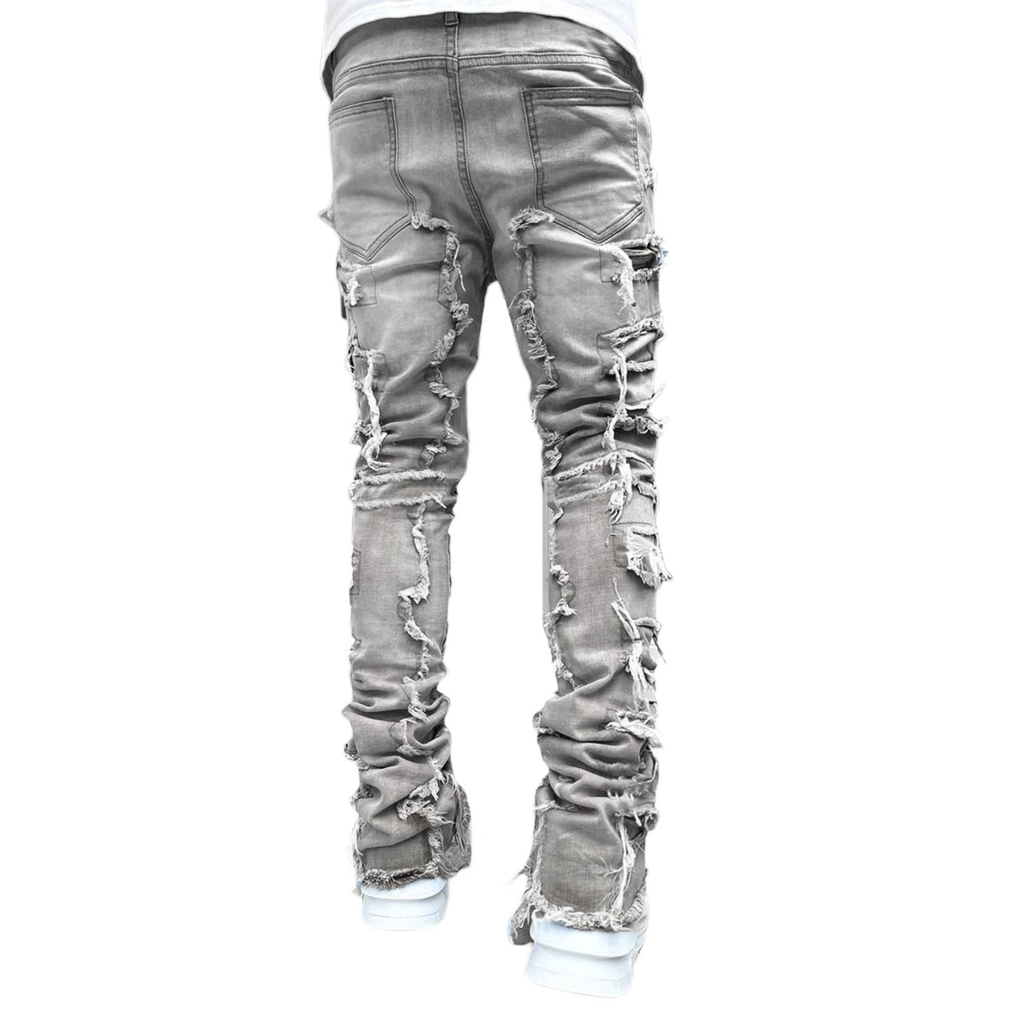 Stacked Jeans Men‘s Destroyed Skinny Jeans Y2K Goth Harajuku Hip Hop Denim