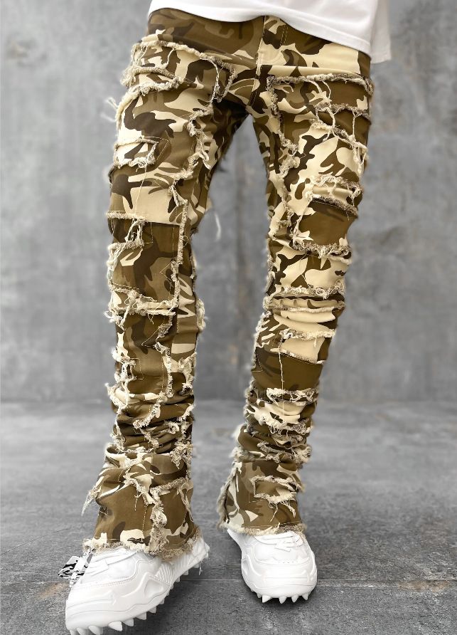 Stacked Jeans Men‘s Destroyed Skinny Jeans Y2K Goth Harajuku Hip Hop Denim