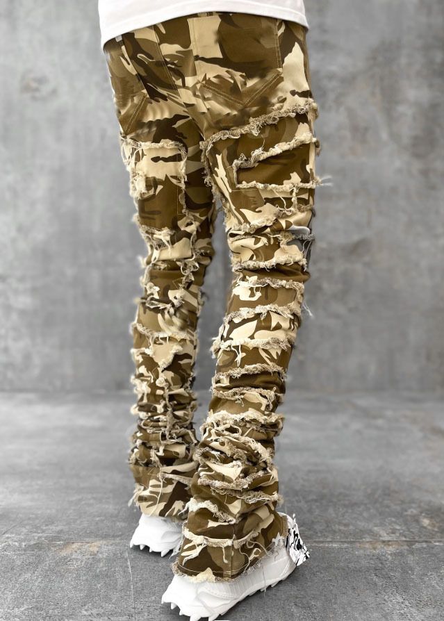 Stacked Jeans Men‘s Destroyed Skinny Jeans Y2K Goth Harajuku Hip Hop Denim