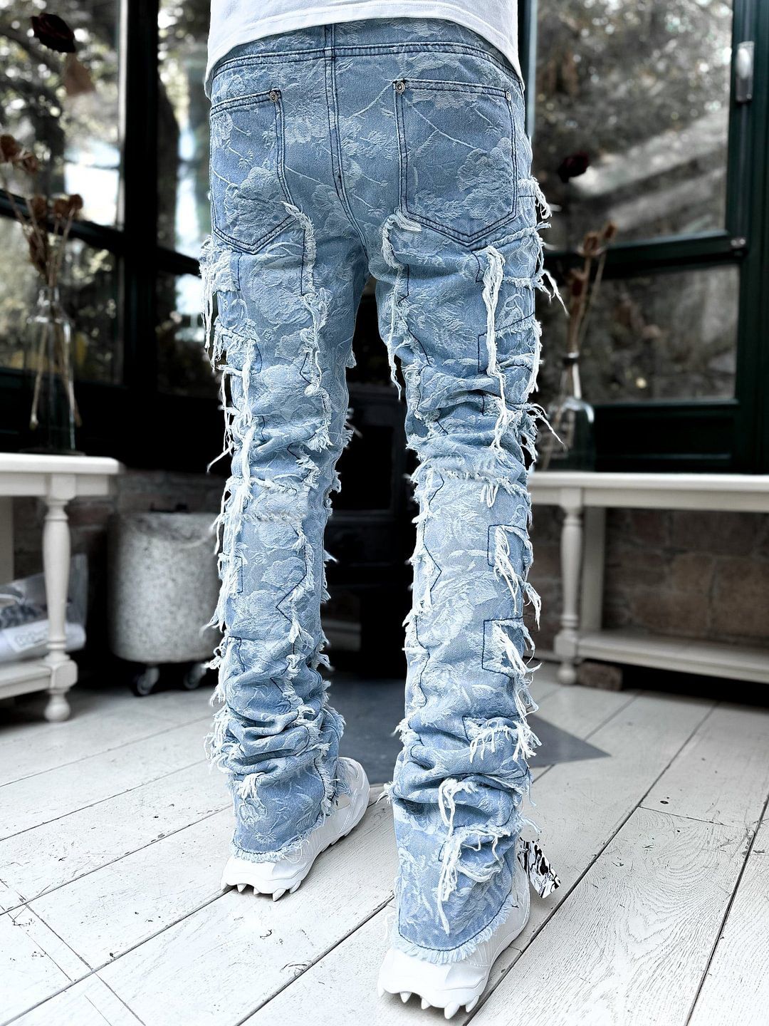 Stacked Jeans Men‘s Destroyed Skinny Jeans Y2K Goth Harajuku Hip Hop Denim