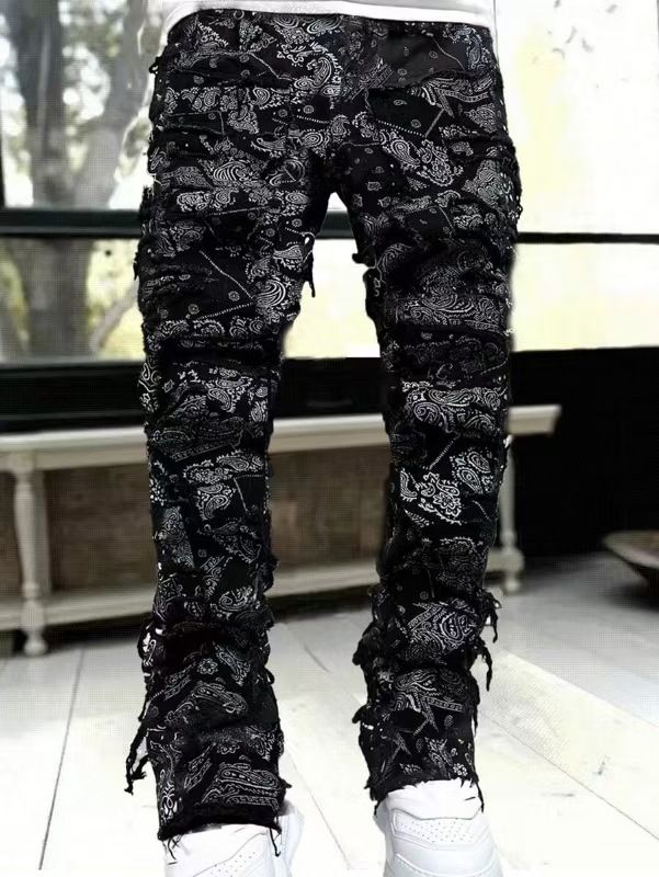 Stacked Jeans Men‘s Destroyed Skinny Jeans Y2K Goth Harajuku Hip Hop Denim