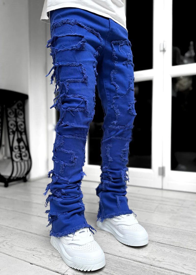 Stacked Jeans Men‘s Destroyed Skinny Jeans Y2K Goth Harajuku Hip Hop Denim