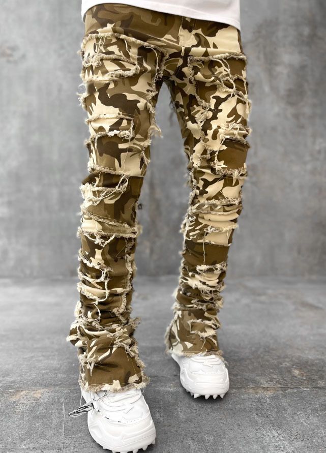 Stacked Jeans Men‘s Destroyed Skinny Jeans Y2K Goth Harajuku Hip Hop Denim