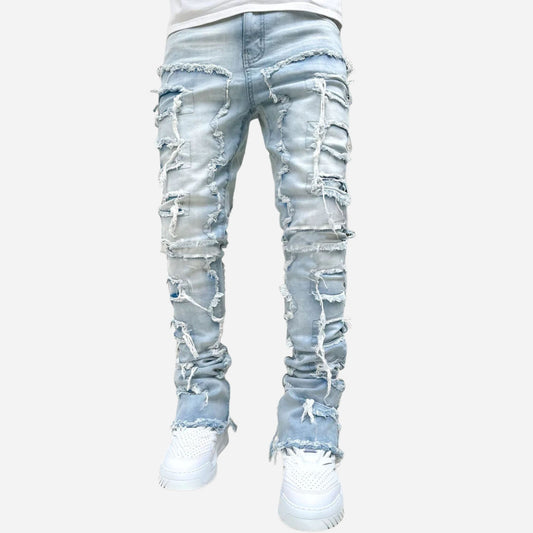 Stacked Jeans Men‘s Destroyed Skinny Jeans Y2K Goth Harajuku Hip Hop Denim