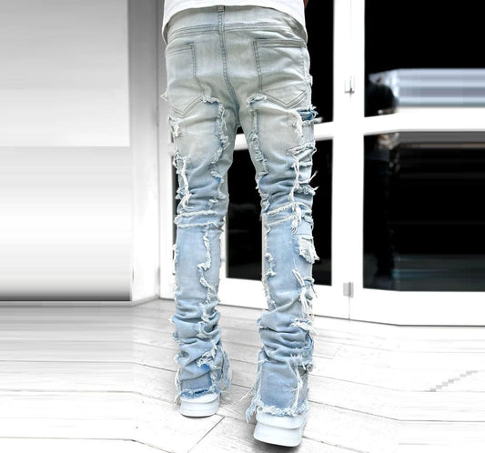Stacked Jeans Men‘s Destroyed Skinny Jeans Y2K Goth Harajuku Hip Hop Denim