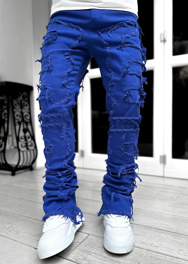 Stacked Jeans Men‘s Destroyed Skinny Jeans Y2K Goth Harajuku Hip Hop Denim