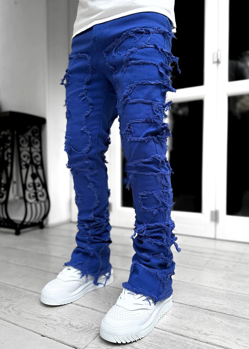 Stacked Jeans Men‘s Destroyed Skinny Jeans Y2K Goth Harajuku Hip Hop Denim