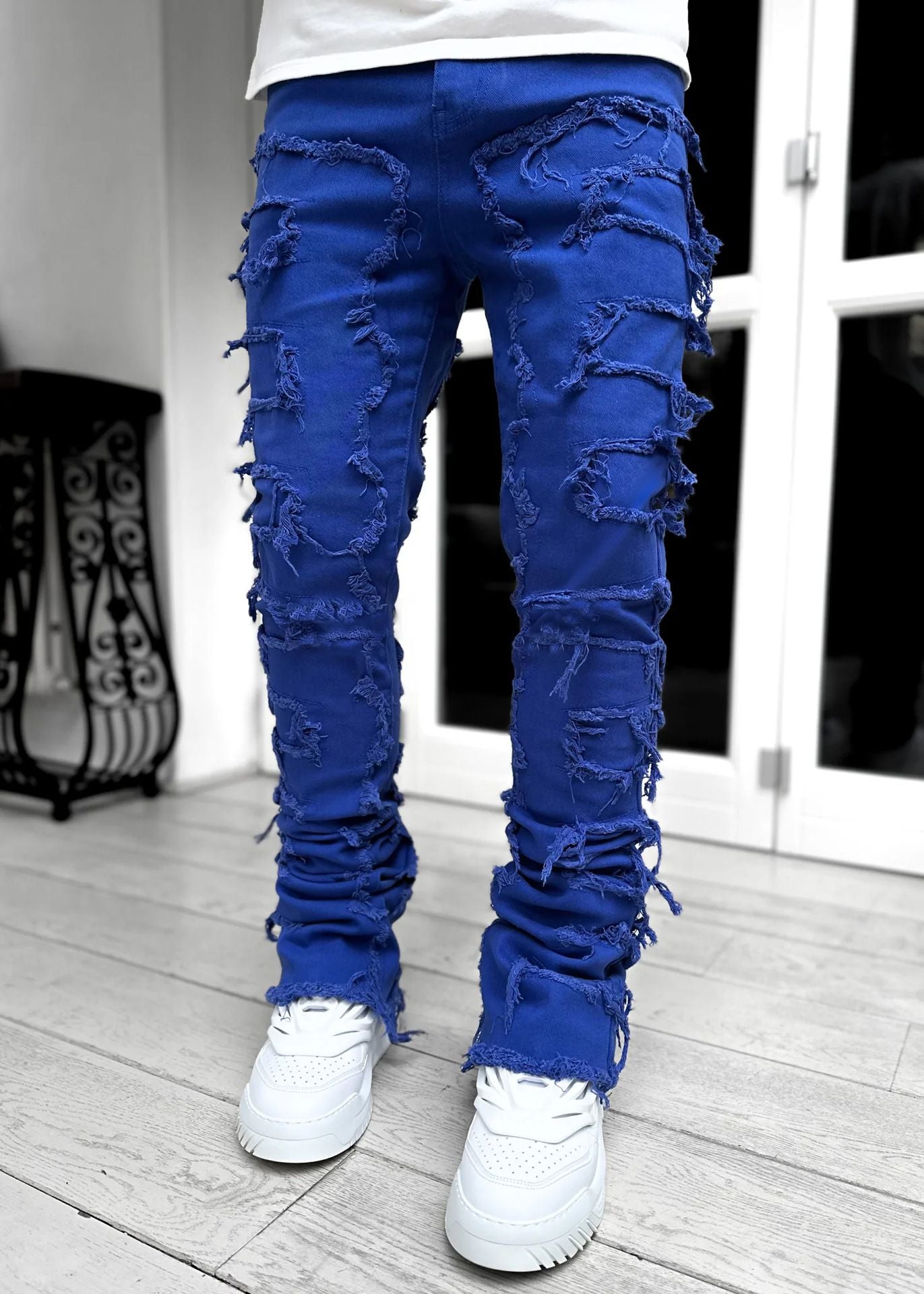 Stacked Jeans Men‘s Destroyed Skinny Jeans Y2K Goth Harajuku Hip Hop Denim