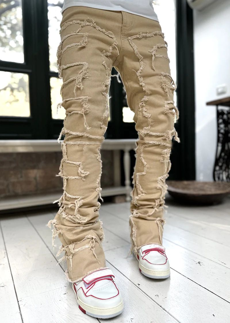 Stacked Jeans Men‘s Destroyed Skinny Jeans Y2K Goth Harajuku Hip Hop Denim