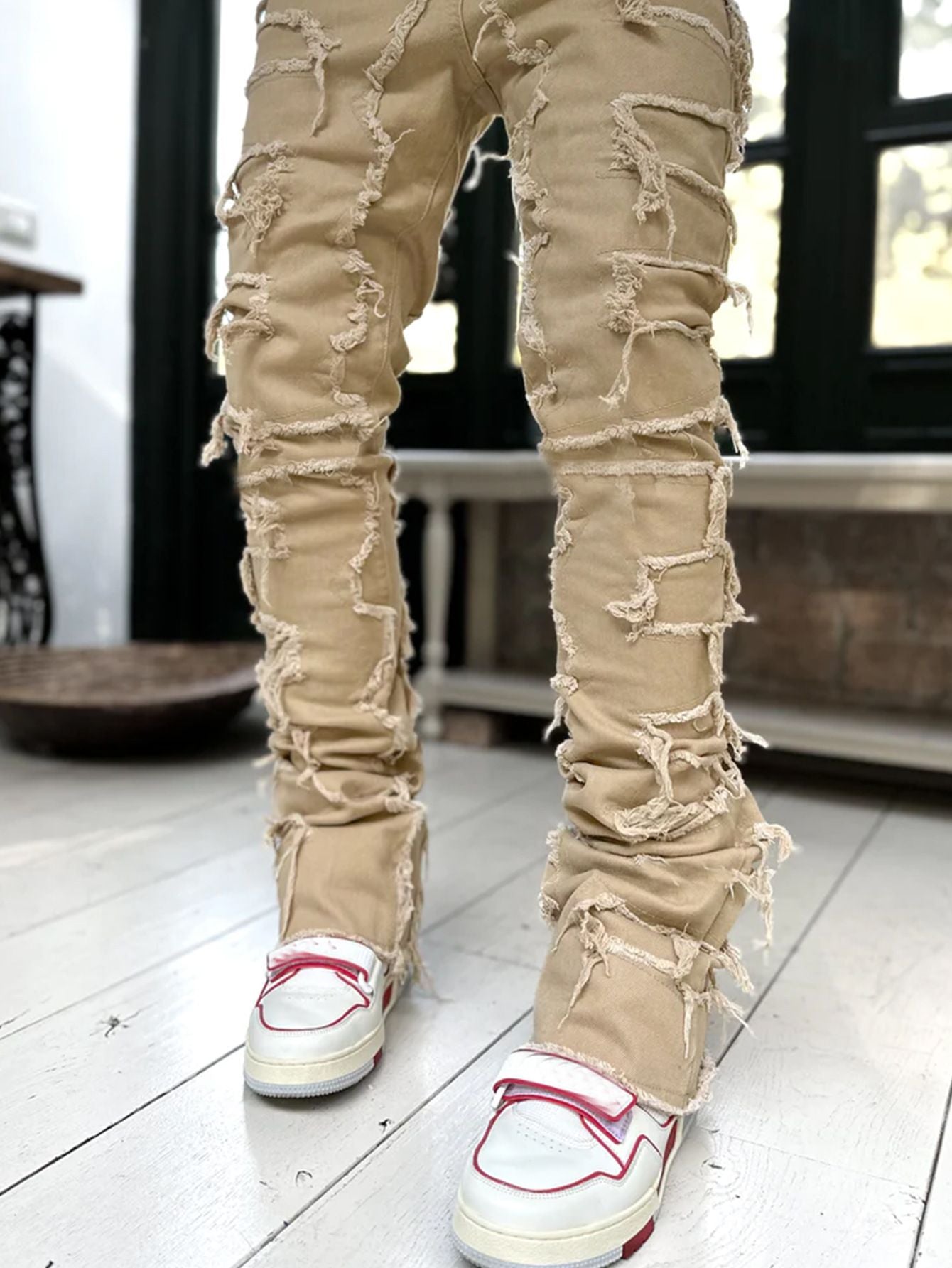 Stacked Jeans Men‘s Destroyed Skinny Jeans Y2K Goth Harajuku Hip Hop Denim