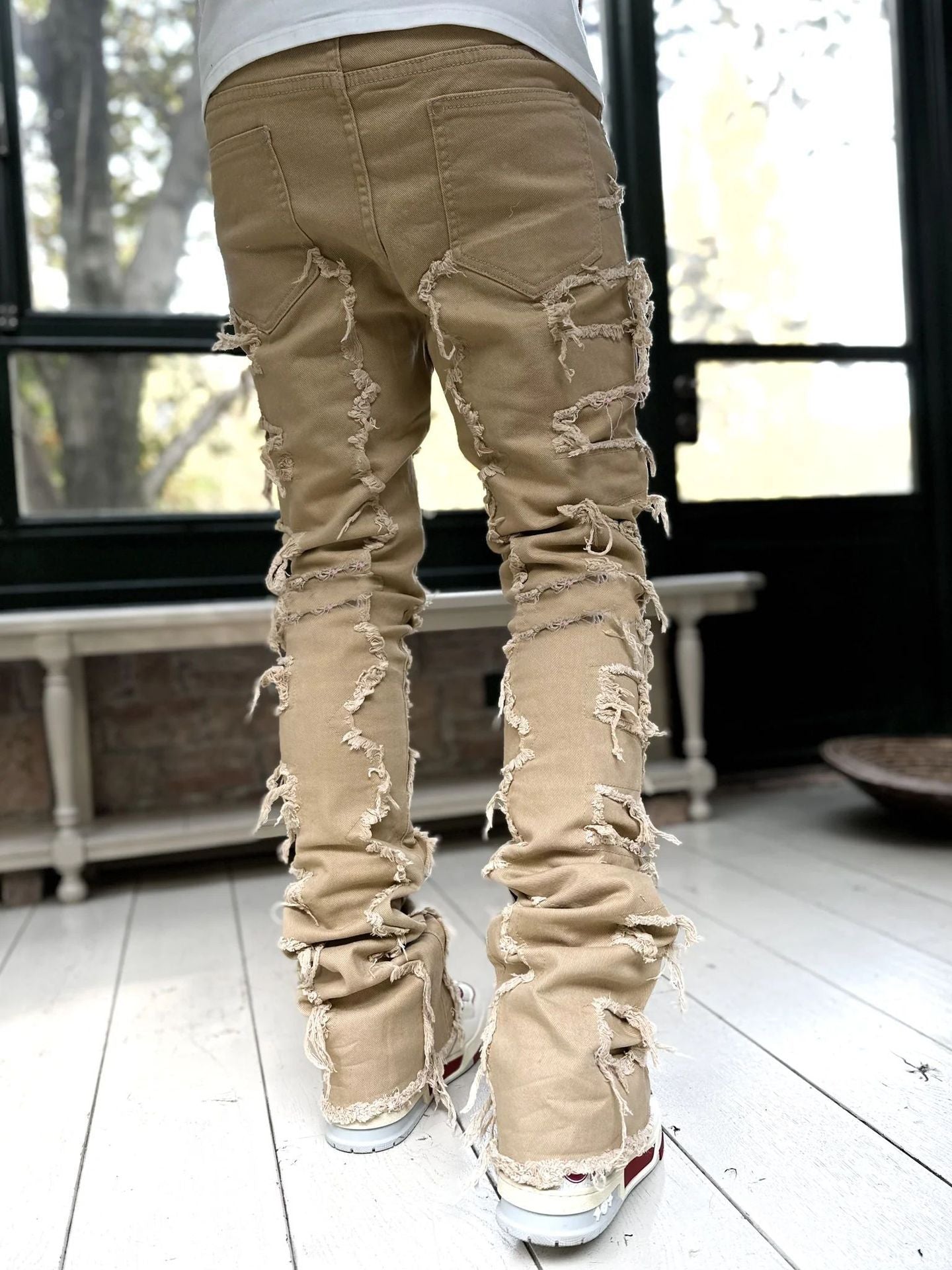 Stacked Jeans Men‘s Destroyed Skinny Jeans Y2K Goth Harajuku Hip Hop Denim