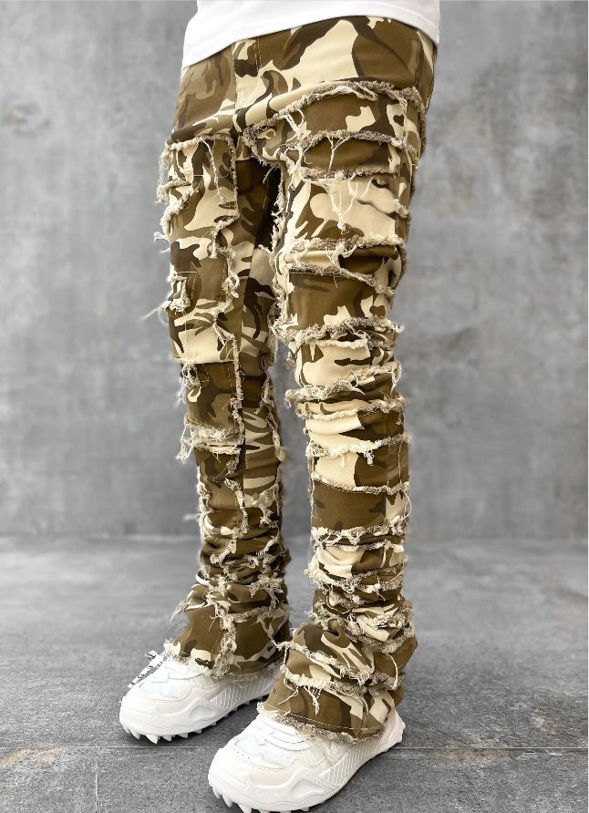 Stacked Jeans Men‘s Destroyed Skinny Jeans Y2K Goth Harajuku Hip Hop Denim