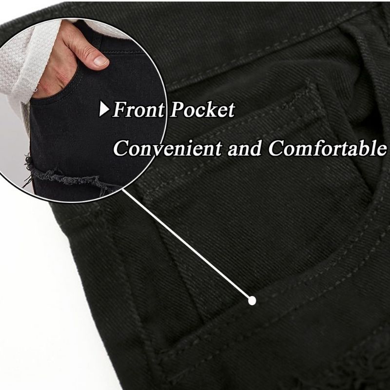 Stacked jeans men‘s skinny denim pants in black, pocket details view