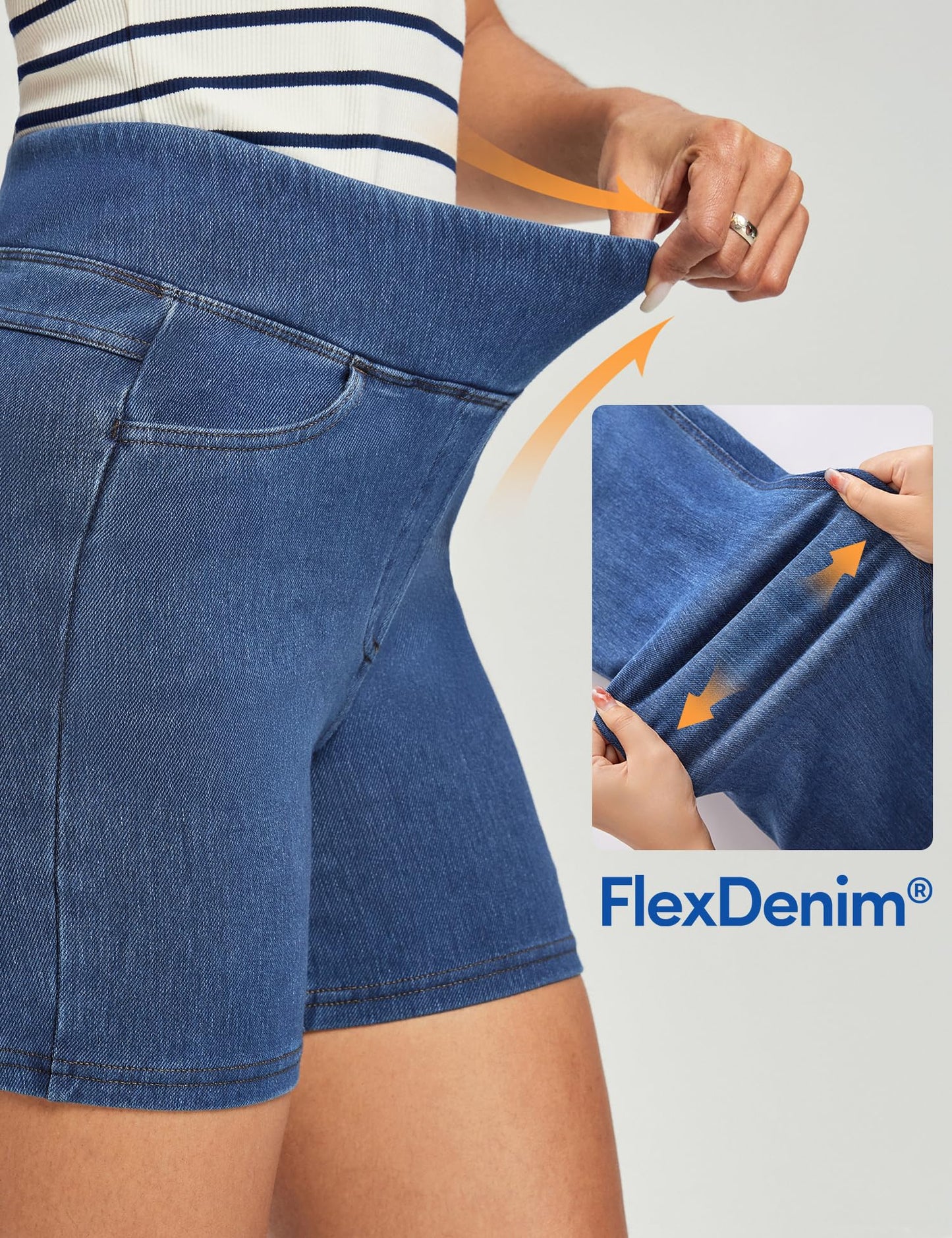 Stretchy Jean Shorts for Women High Waisted Pull On Jorts Denim Shorts