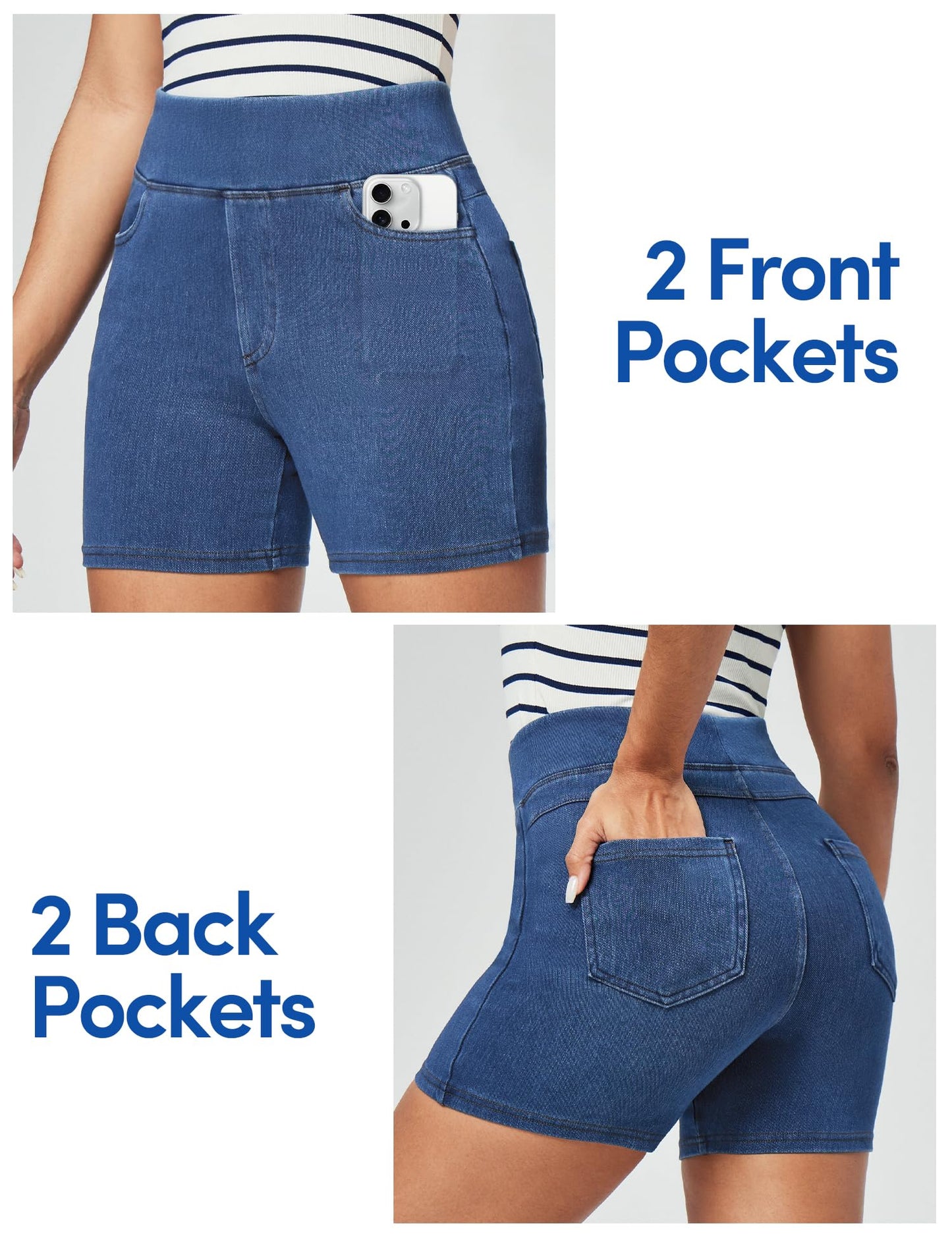 Stretchy Jean Shorts for Women High Waisted Pull On Jorts Denim Shorts