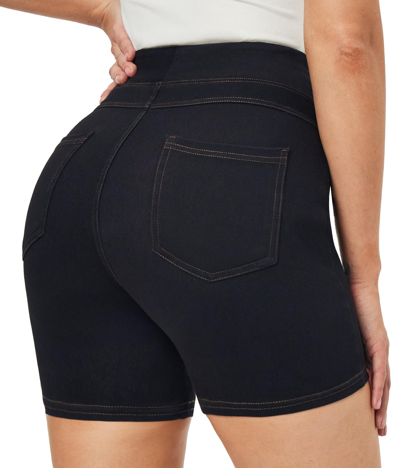 Stretchy Jean Shorts for Women High Waisted Pull On Jorts Denim Shorts